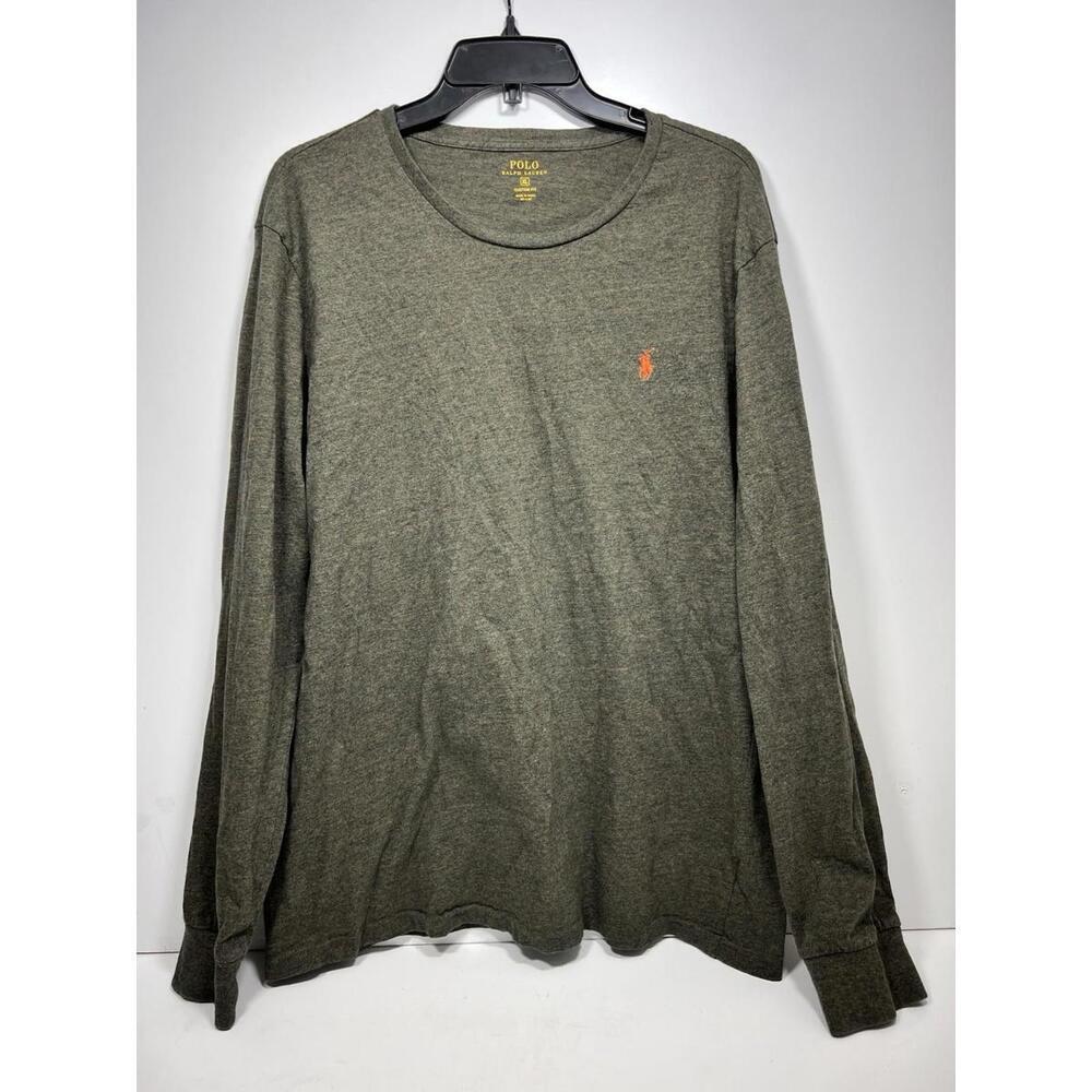 POLO Ralph Lauren Shirt  Mens Size XL Army Green Long Sleeve Crew Neck Logo